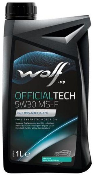 Масло мот.синт.WOLF OFFICIALTECH 5W30 MS-F 1L СИНТЕТИКА (ACEA A5/B5-10 API SL/CF FORD WSS-M2C913-C/D